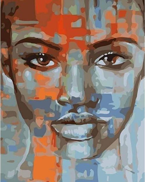 Canvas Afrikalı Güzel 3 Sayılarla Boyama Seti  Kasnaklı 50 x 65 cm