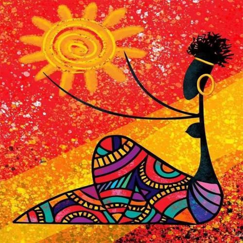 Canvas Afrika Güneşi Sayılarla Boyama Seti  Kasnaklı 90 x 110 cm