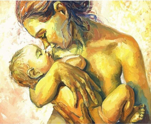 Canvas Bebeğim Sayılarla Boyama Seti Kasnaklı 40 x 50 cm