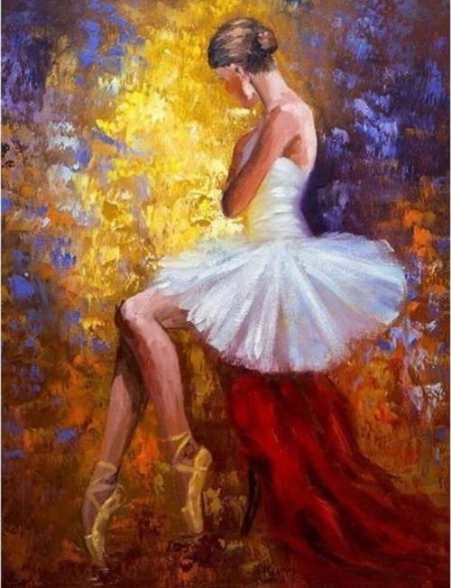 Canvas Balerin Sayılarla Boyama Seti  Kasnaklı 60 x 75 cm
