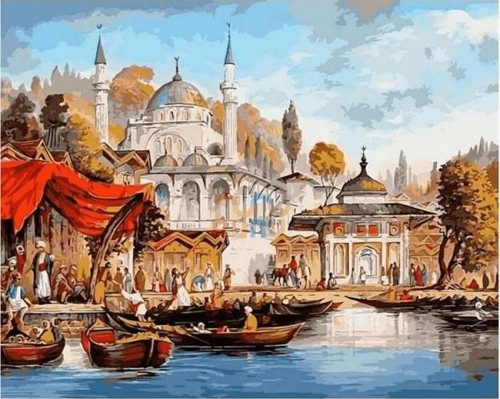 Canvas Bir Zamanlar İstanbul Sayılarla Boyama Seti Kasnaklı 50 x 65 cm