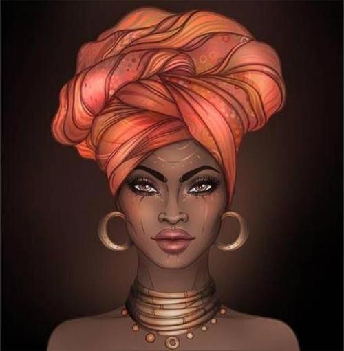 Canvas Afrikalı Güzel 11 Sayılarla Boyama Seti  Kasnaklı 70 x 90 cm