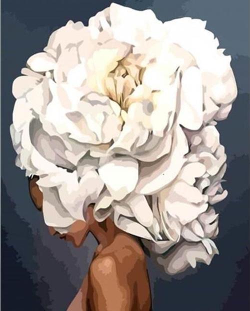 Canvas Çiçek Kadın 2 Renkli Sayılarla Boyama Seti  Kasnaklı 60 x 75 cm