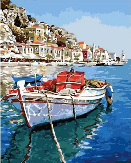 Canvas Egenin Mavi Suları Sayılarla Boyama Seti  Kasnaklı 100 x 140 cm