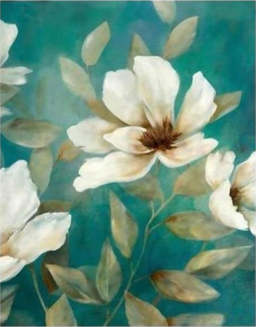Canvas Huzur ve Çiçek Sayılarla Boyama Seti Kasnaklı 70 x 90 cm