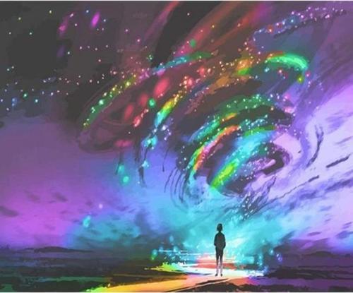 Canvas Kuzey Işıkları ve Çocuk Sayılarla Boyama Seti  Kasnaklı 90 x 110 cm