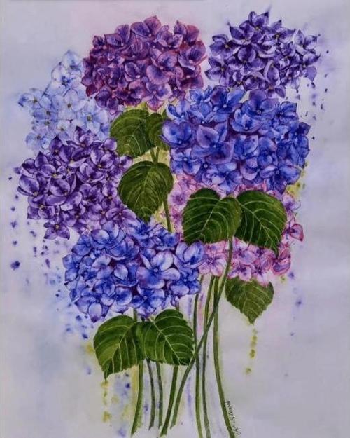 Canvas Güzel Ortanca 3 Sayılarla Boyama Seti  Kasnaklı 100 x 140 cm