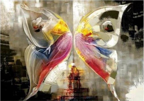 Canvas Kelebek Işıltısı Sayılarla Boyama Seti  Kasnaklı 100 x 140 cm