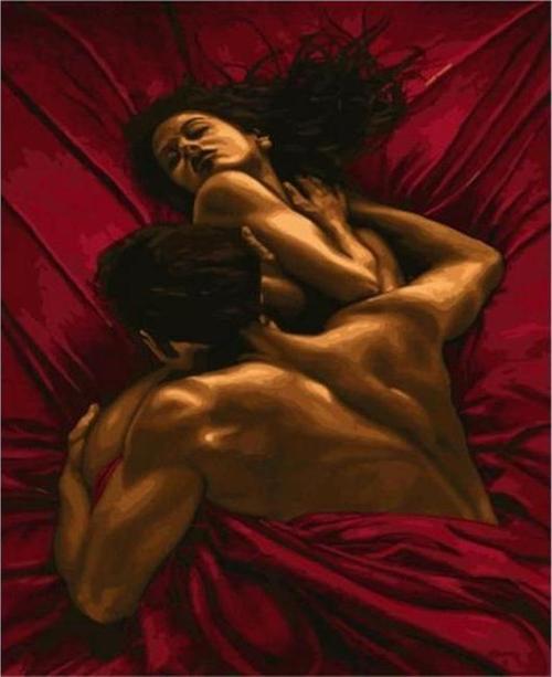 Canvas Kırmızı Aşk Sayılarla Boyama Seti  Kasnaklı 40 x 50 cm