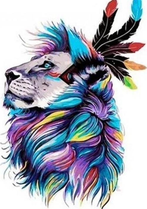 Canvas Kaptan Aslan Sayılarla Boyama Seti  Kasnaklı 70 x 90 cm