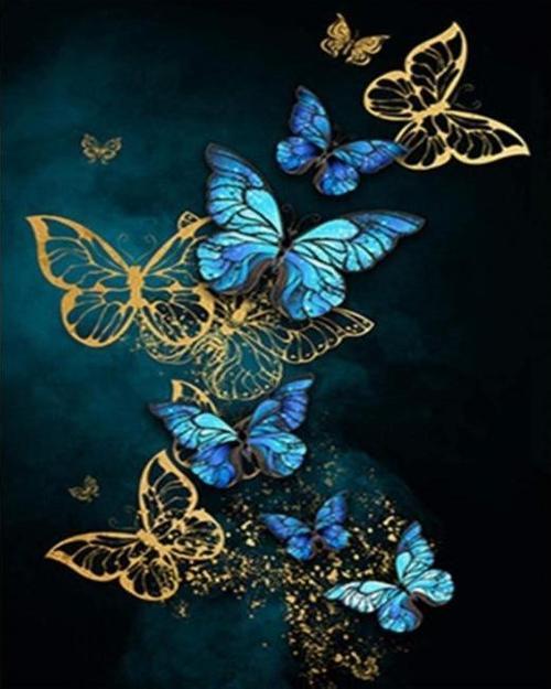 Canvas Kelebek Rüyası Sayılarla Boyama Seti  Kasnaklı 50 x 65 cm