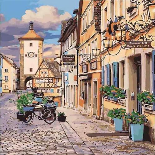 Canvas Düş Evleri Sayılarla Boyama Seti  Kasnaklı 70 x 90 cm