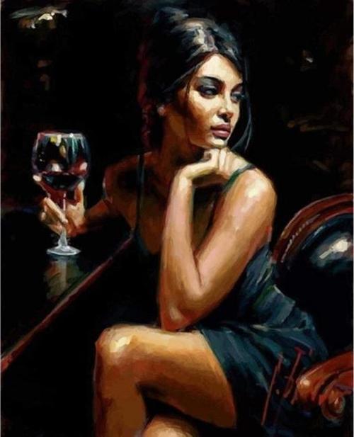 Canvas Kadının Bakışı Boyama  Seti  Kasnaklı 50 x 65 cm