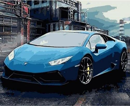 Canvas Mavinin Duruşu Sayılarla Boyama  Seti  Kasnaklı 70 x 90 cm