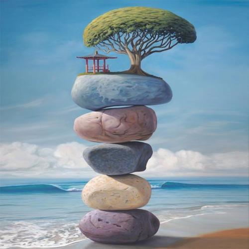 Canvas Huzurlu Yaşamak Sayılarla Boyama Seti  Kasnaklı 50 x 65 cm