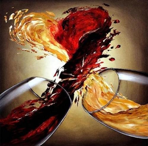Canvas İki Kadeh Sayılarla Boyama Seti  Kasnaklı 50 x 65 cm