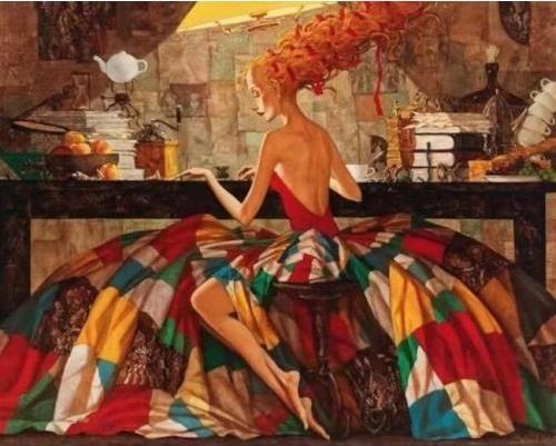 Canvas Renkli Kadın 3 Sayılarla Boyama Seti  Kasnaklı 90 x 110 cm