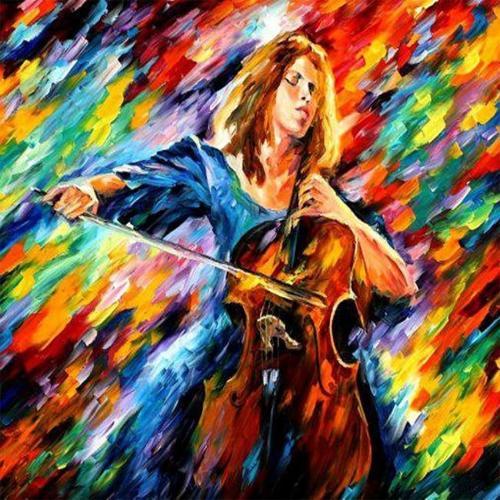 Canvas Renkli Kemancı Sayılarla Boyama Seti  Kasnaklı 70 x 90 cm