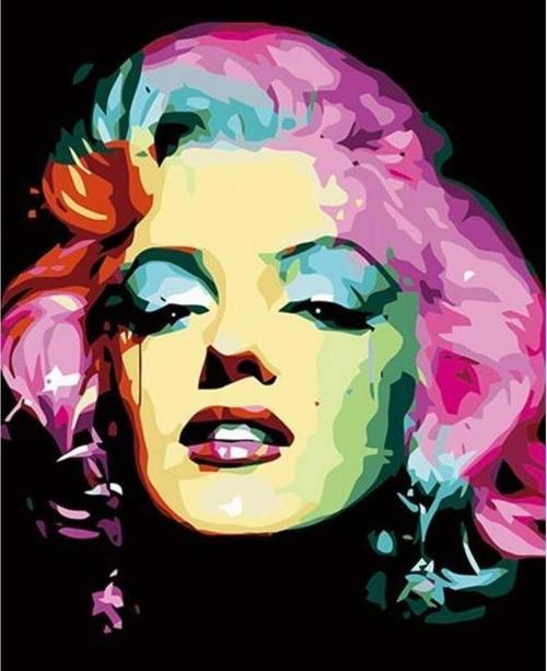 Canvas Marilyn Monroe Renkli Sayılarla Boyama Seti  Kasnaklı 50 x 65 cm