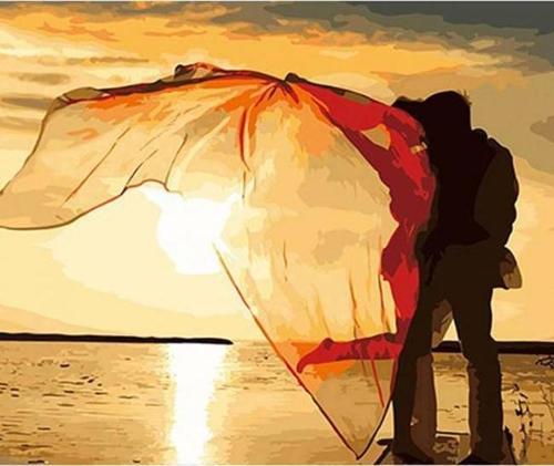 Canvas Romantik Gün Batımı Sayılarla Boyama Seti  Kasnaklı 90 x 110 cm