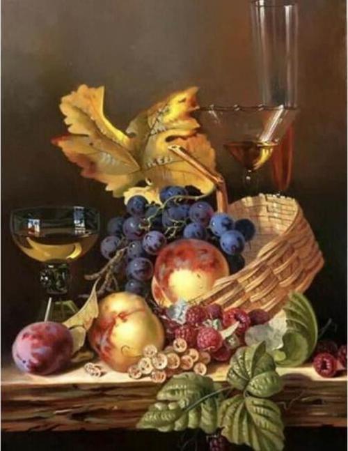 Canvas Meyve Sepeti Sayılarla Boyama Seti  Kasnaklı 100 x 140 cm