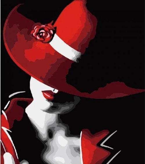 Canvas Kırmızı Şapkalı 2 Sayılarla Boyama Seti  Kasnaklı 40 x 50 cm