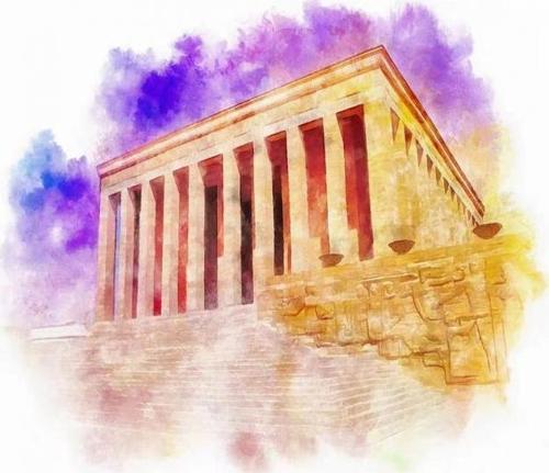 Canvas Renkli Anıtkabir Sayılarla Boyama Seti  Kasnaklı 50 x 65 cm