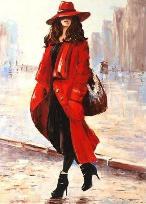 Canvas Kırmızı Şapkalı Güzel Sayılarla Boyama Seti  Kasnaklı 70 x 90 cm