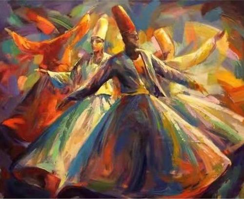 Canvas Mevlana 2 Sayılarla Boyama Seti  Kasnaklı 60 x 75 cm