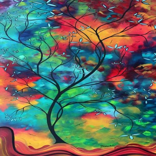 Canvas Renkli Ağaç Sayılarla Boyama Seti  Kasnaklı 60 x 75 cm