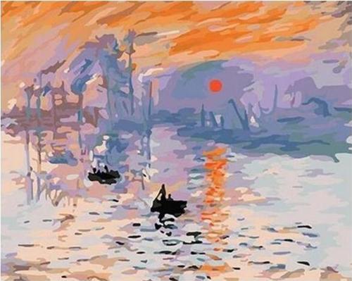 Canvas Monet Gün Doğumu Sayılarla Boyama Seti  Kasnaklı 100 x 140 cm