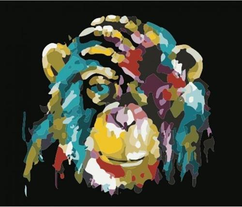 Canvas Maymun Renkli Sayılarla Boyama  Seti  Kasnaklı 90 x 110 cm