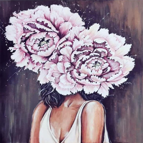 Canvas Kadının Adı Huzur 2 Sayılarla Boyama Seti Kasnaklı 90 x 110 cm