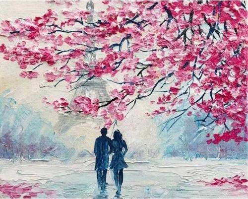 Canvas Pariste Sonbahar  Sayılarla Boyama Seti  Kasnaklı 100 x 140 cm