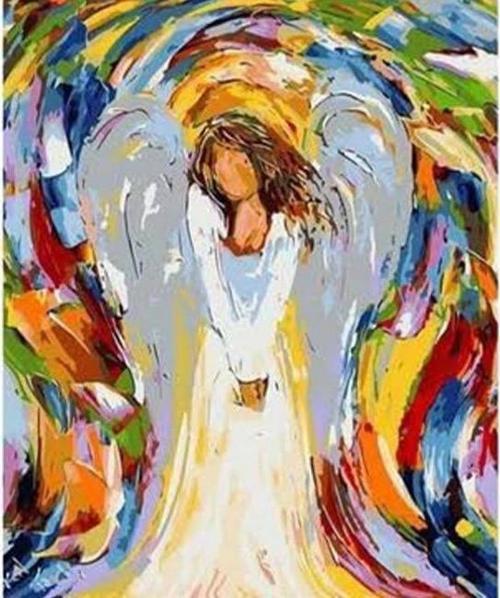 Canvas Melek Anne Sayılarla Boyama Seti  Kasnaklı 60 x 75 cm