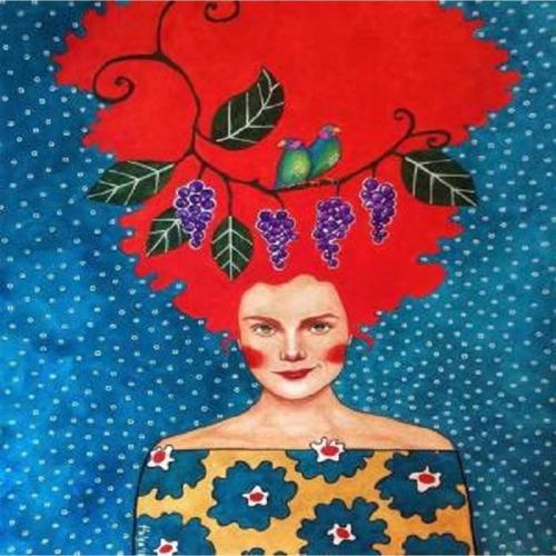 Canvas Kızıl Mavi Sayılarla Boyama Seti   Kasnaklı 60 x 75 cm