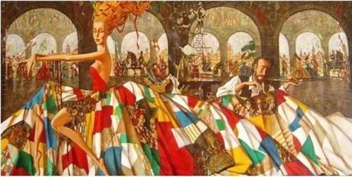 Canvas Renkli Elbise Sayılarla Boyama Seti  Kasnaklı 90 x 110 cm