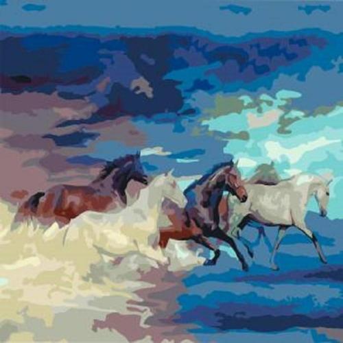 Canvas Atların Hedefi Sayılarla Boyama Seti   Kasnaklı 70 x 90 cm