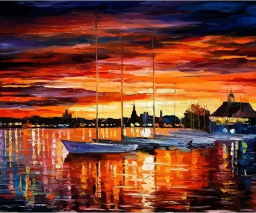 Canvas Teknelerle Günbatımı Sayılarla Boyama Seti Kasnaklı 90 x 110 cm