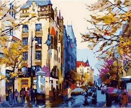 Canvas Sokak Telaşı Sayılarla Boyama Seti  Kasnaklı 50 x 65 cm