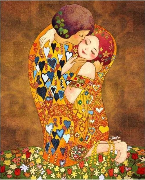 Canvas Sevgi Öpücüğü Sayılarla Boyama Seti  Kasnaklı 40 x 50 cm