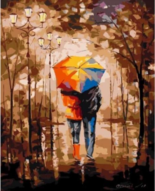 Canvas Sonbaharda Yürüyüş Boyama Seti  Kasnaklı 50 x 65 cm