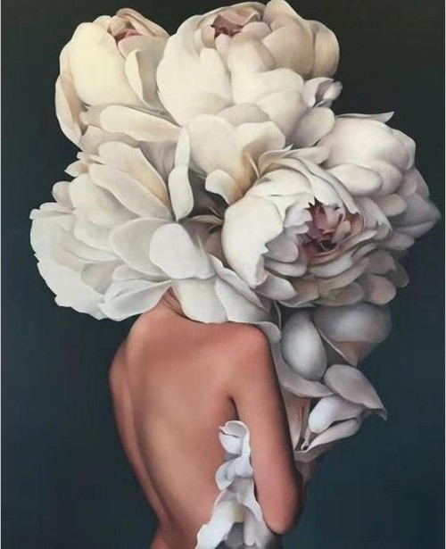Canvas Çiçek Kadın 29 Sayılarla Boyama Seti Kasnaklı 40 x 50 cm