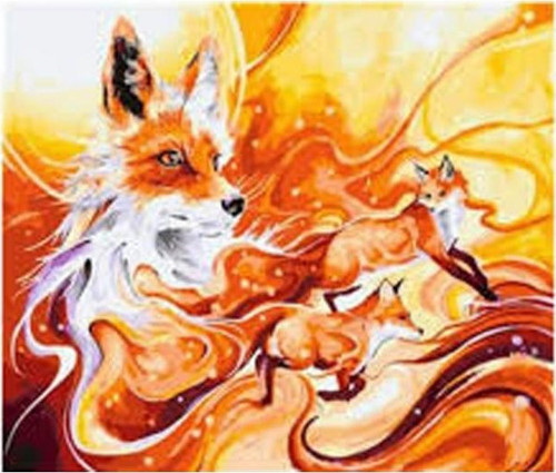 Canvas Tilki Sayılarla Boyama Seti Kasnaklı 90 x 110 cm