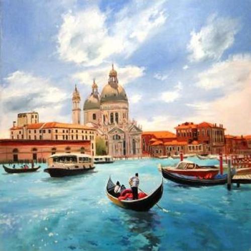 Canvas İtalyada Bir Gün Sayılarla Boyama Seti   Kasnaklı 50 x 65 cm