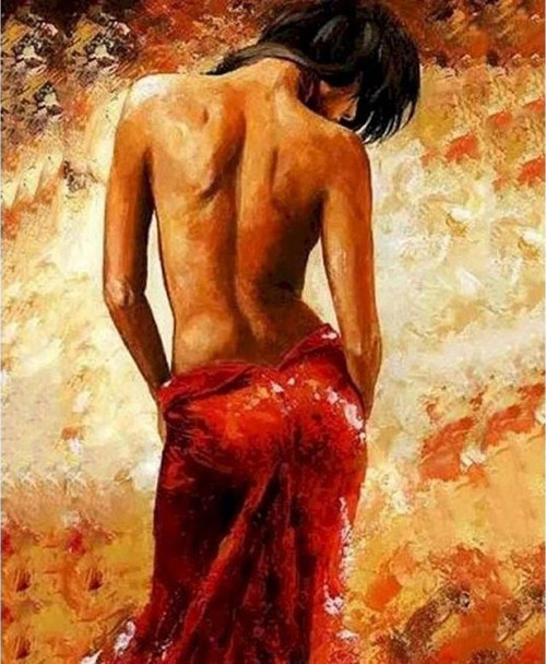 Canvas Tutkulu Kadın Sayılarla Boyama Seti Kasnaklı 40 x 50 cm