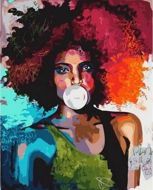 Canvas Şapşik Kıvırcık Sayılarla Boyama Seti  Kasnaklı 40 x 50 cm