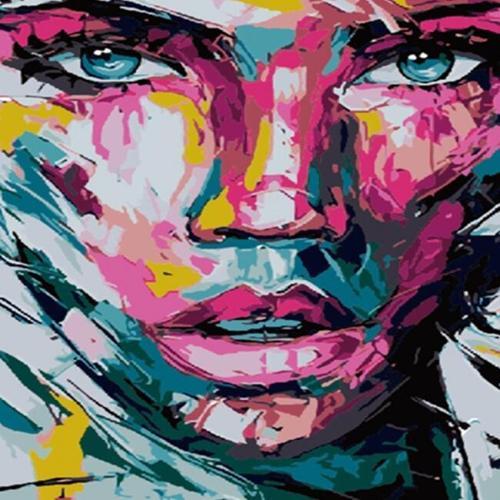 Canvas Renkli Yüzler Sayılarla Boyama  Seti  Kasnaklı 50 x 65 cm