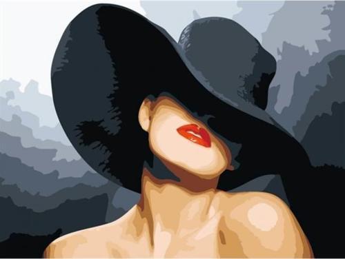 Canvas Şapkalı Güzel Sayılarla Boyama Seti  Kasnaklı 40 x 50 cm