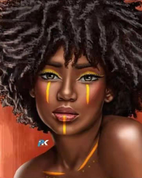 Canvas Afrika Stili Sayılarla Boyama Seti  Kasnaklı 90 x 110 cm